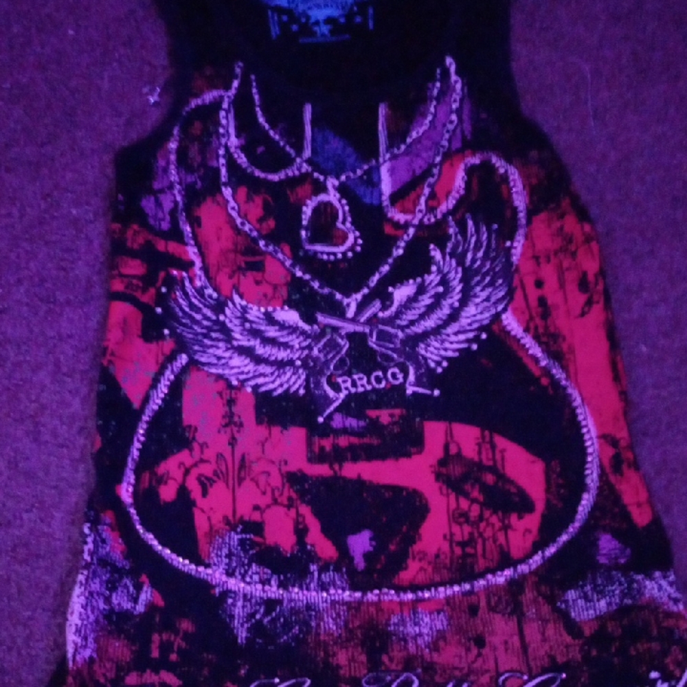 Red and Black Graphic Tank Top